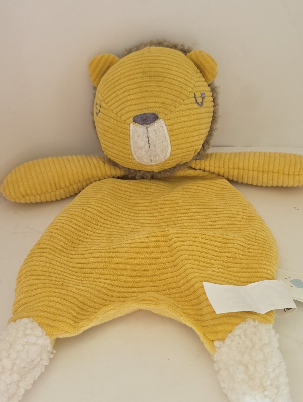 Cloud Island Lion Baby Security Blanket yellow corduroy-ribbed LOVEY